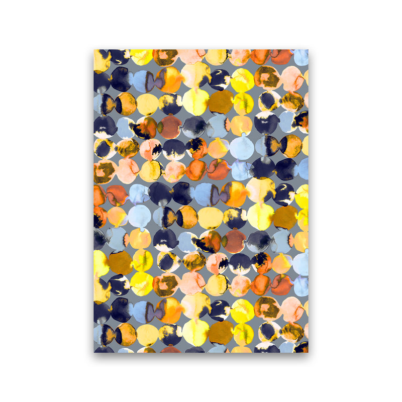 Ink Dots Blue Yellow Abstract Art Print by Ninola Design Print Only