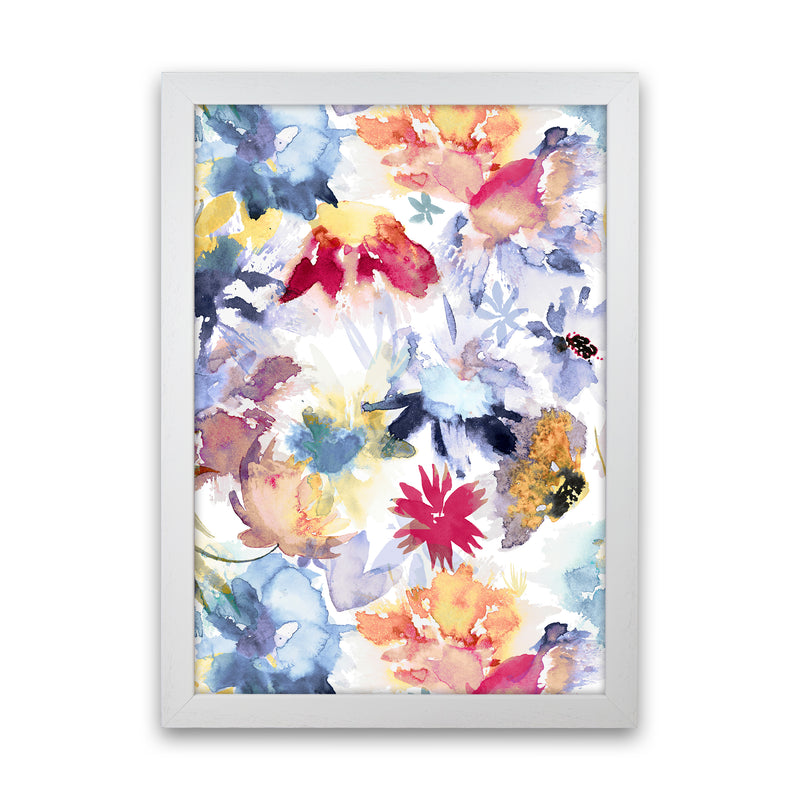 Watercolor Spring Memories Multicolored Abstract Art Print by Ninola Design White Grain
