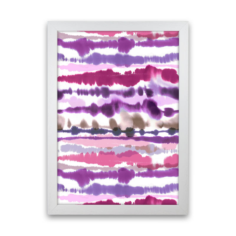 Soft Nautical Watercolor Lines Pink Abstract Art Print by Ninola Design White Grain