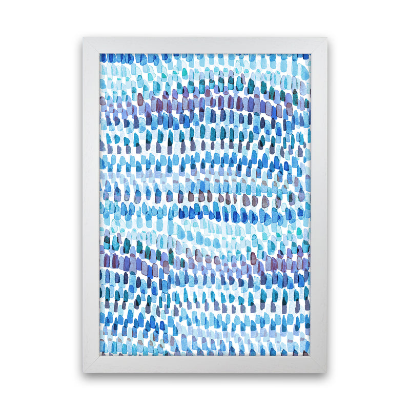 Artsy Strokes Stripes Colorful Blue Abstract Art Print by Ninola Design White Grain