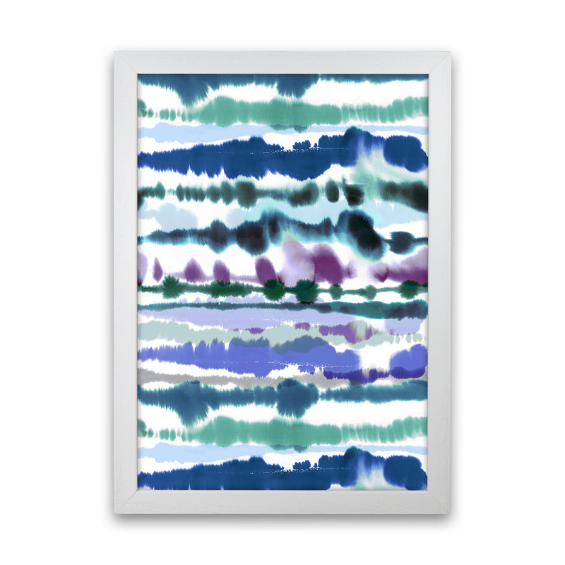 Soft Nautical Watercolor Lines blue Abstract Art Print by Ninola Design White Grain