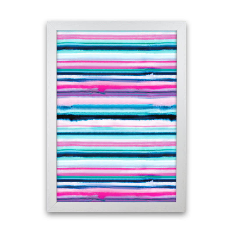 Degrade Stripes Watercolor Pink Abstract Art Print by Ninola Design White Grain