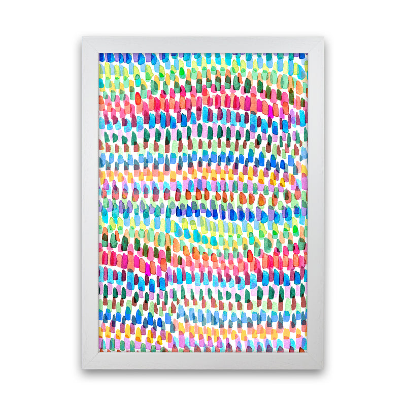 Artsy Strokes Stripes Colorful Abstract Art Print by Ninola Design White Grain