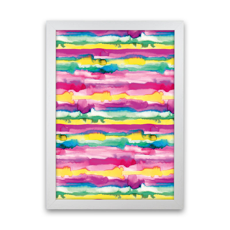 Gradient Tropical Color Lines Abstract Art Print by Ninola Design White Grain