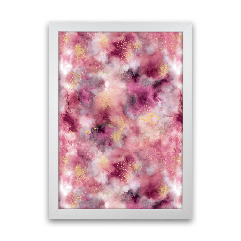 Smoky Marble Watercolor Pink Abstract Art Print by Ninola Design White Grain