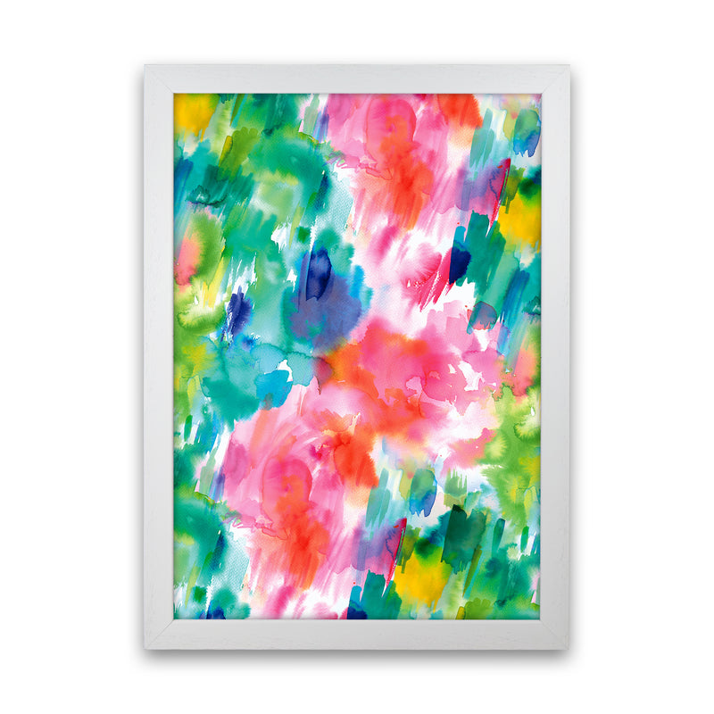 Painterly Waterolor Texture Abstract Art Print by Ninola Design White Grain