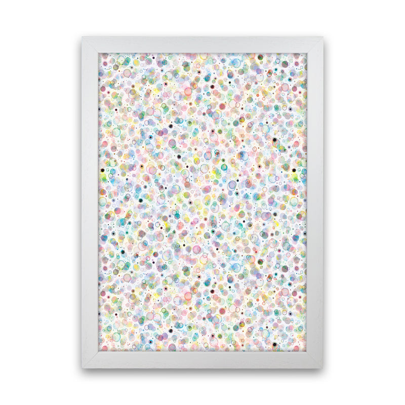 Cosmic Bubbles Multicolored Abstract Art Print by Ninola Design White Grain