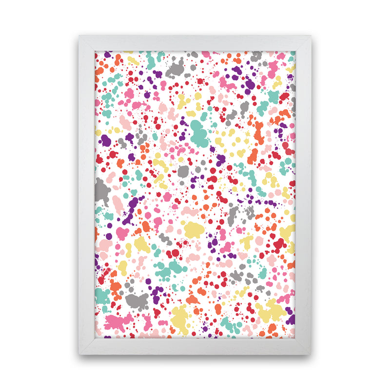 Splatter Dots Multicolored Abstract Art Print by Ninola Design White Grain