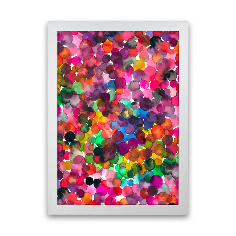 Overlapped Watercolor Dots Abstract Art Print by Ninola Design White Grain