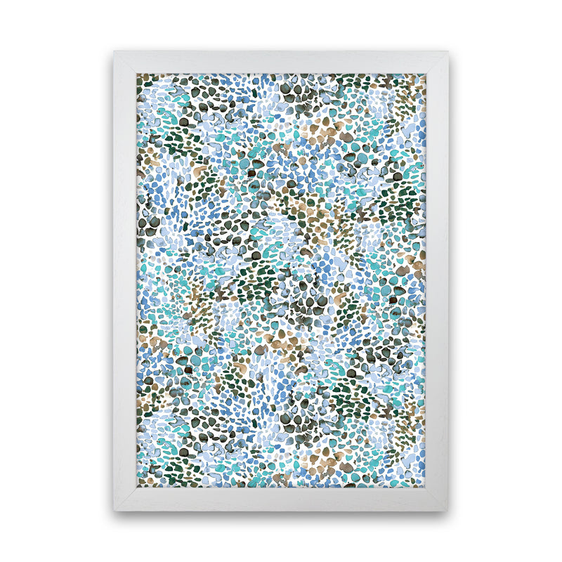 Speckled Watercolor Blue Abstract Art Print by Ninola Design White Grain