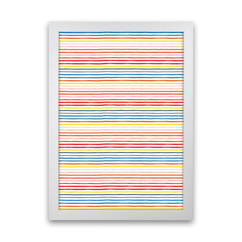 Marker Colorful Stripes Abstract Art Print by Ninola Design White Grain