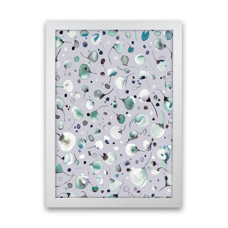 Flying Seeds Ice Winter Abstract Art Print by Ninola Design White Grain