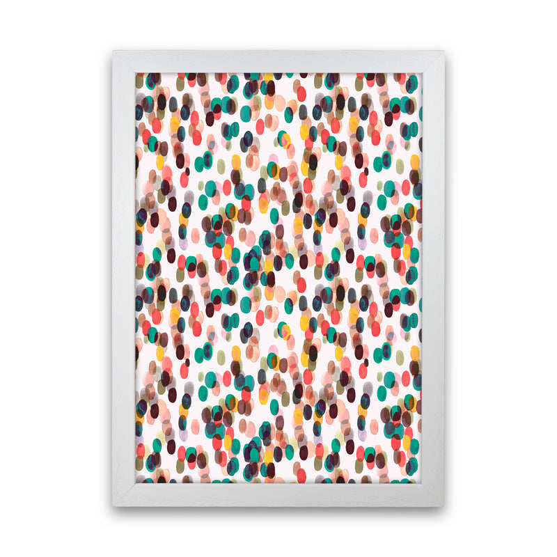 Relaxing Tropical Dots Abstract Art Print by Ninola Design White Grain