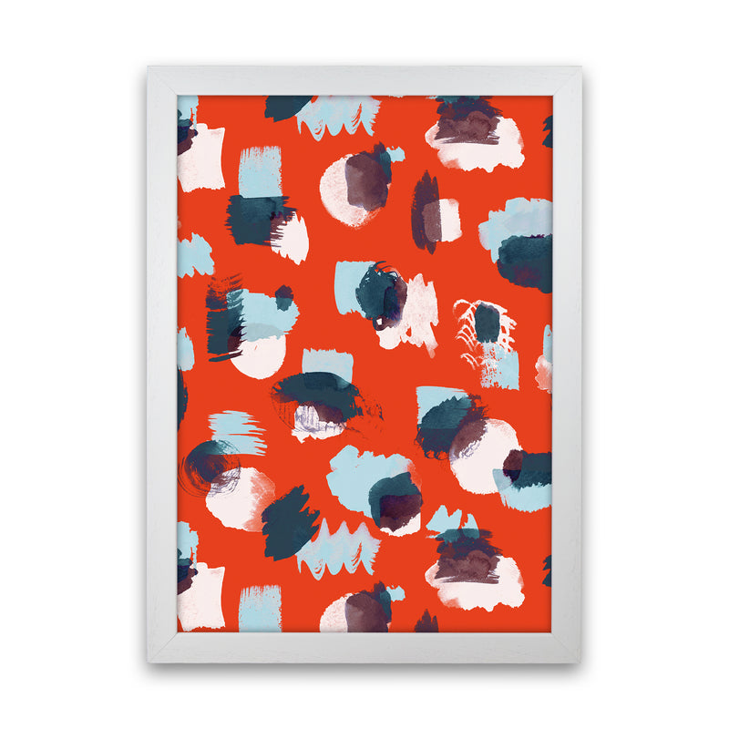 Abstract Stains Coral Abstract Art Print by Ninola Design White Grain