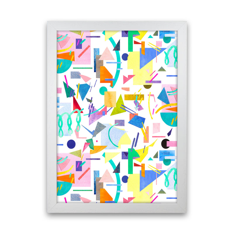Geometric Collage Pop Abstract Art Print by Ninola Design White Grain