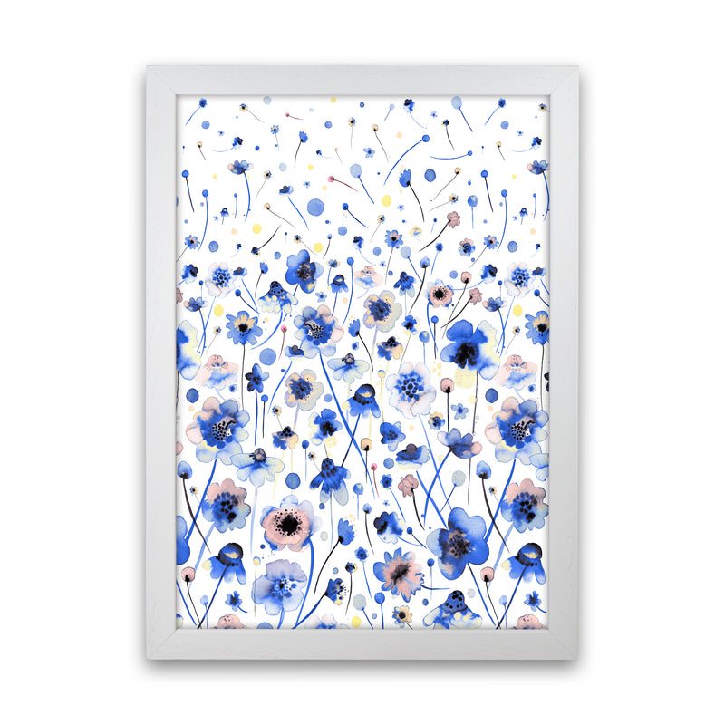 Ink Flowers Degraded Abstract Art Print by Ninola Design White Grain