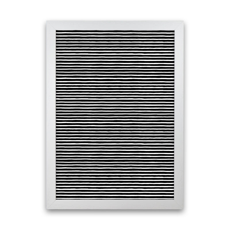 Marker Black Stripes Abstract Art Print by Ninola Design White Grain