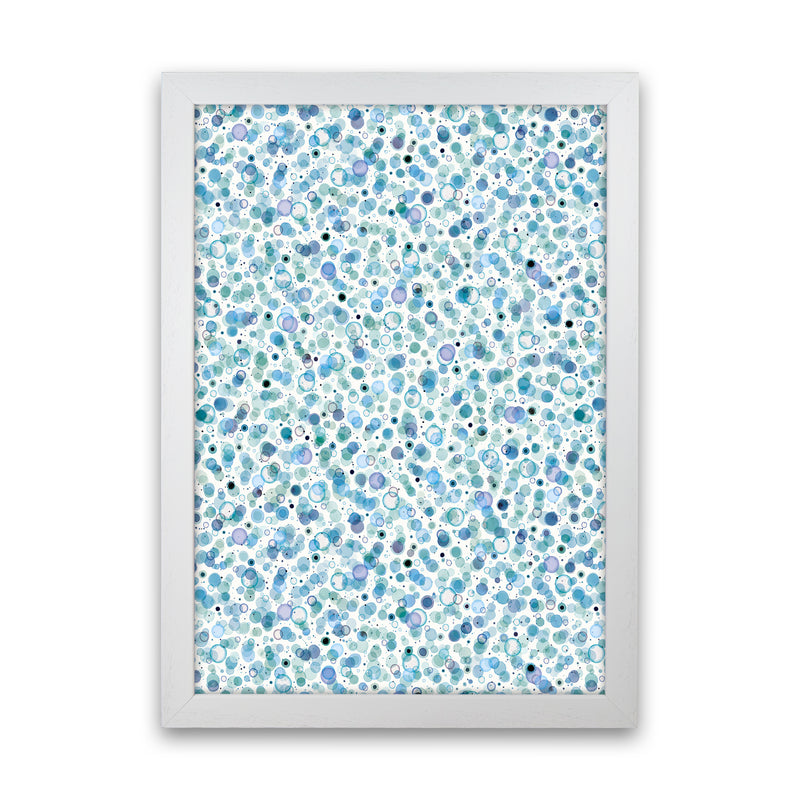 Cosmic Bubbles Blue Abstract Art Print by Ninola Design White Grain