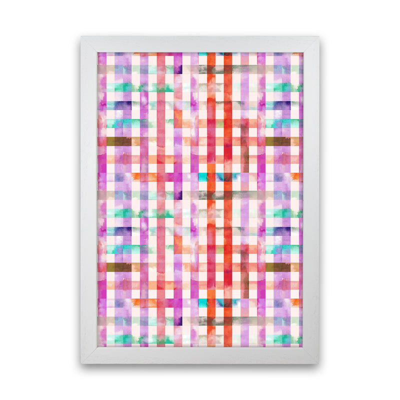Gingham Vichy Pink Abstract Art Print by Ninola Design White Grain