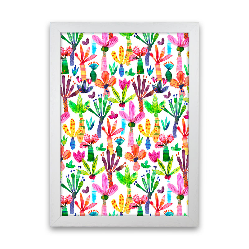 Palms Kids Garden Abstract Art Print by Ninola Design White Grain
