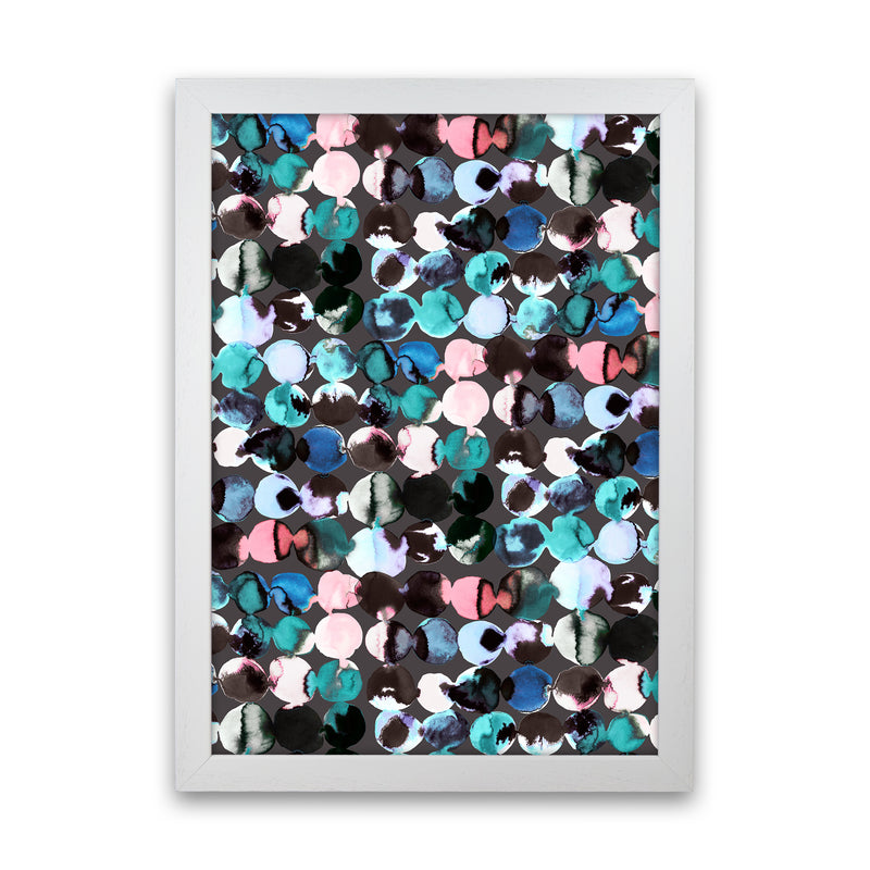Ink Dots Blue Red Abstract Art Print by Ninola Design White Grain