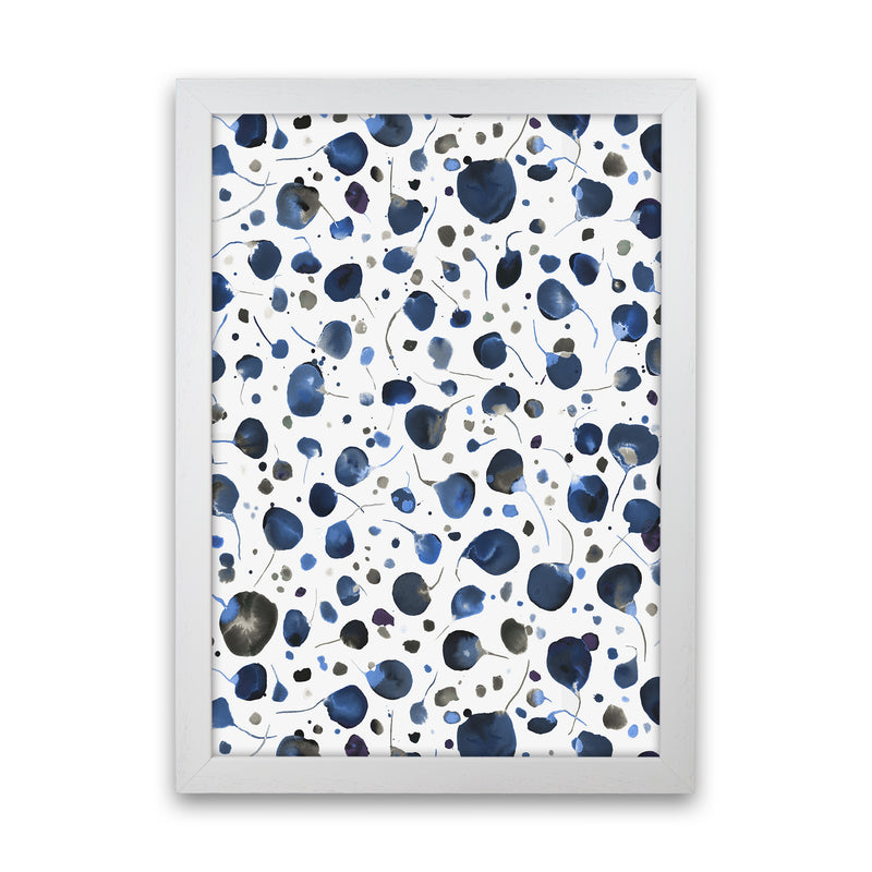 Flying Seeds Blue Abstract Art Print by Ninola Design White Grain