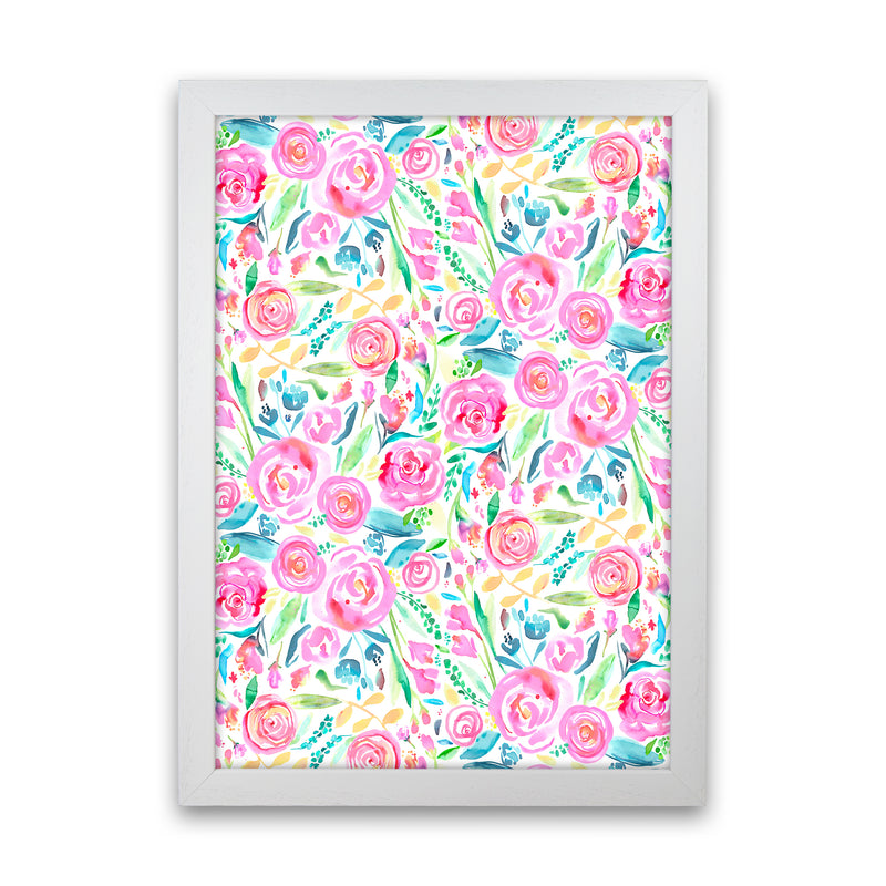 Spring Days Pink Abstract Art Print by Ninola Design White Grain