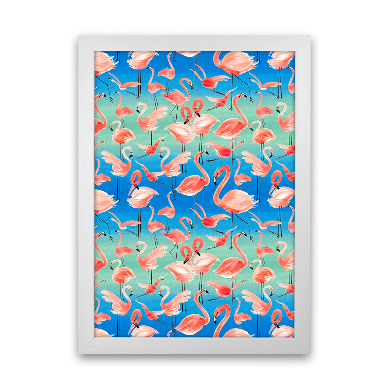 Flamingo Pink Abstract Art Print by Ninola Design White Grain