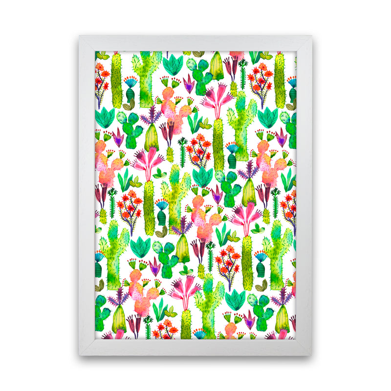 Cacti Garden Abstract Art Print by Ninola Design White Grain