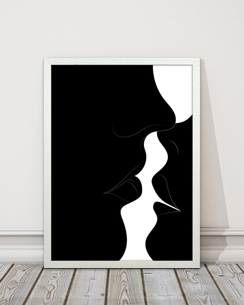 Just a little kiss black Abstract Art Print by Nordic Creators