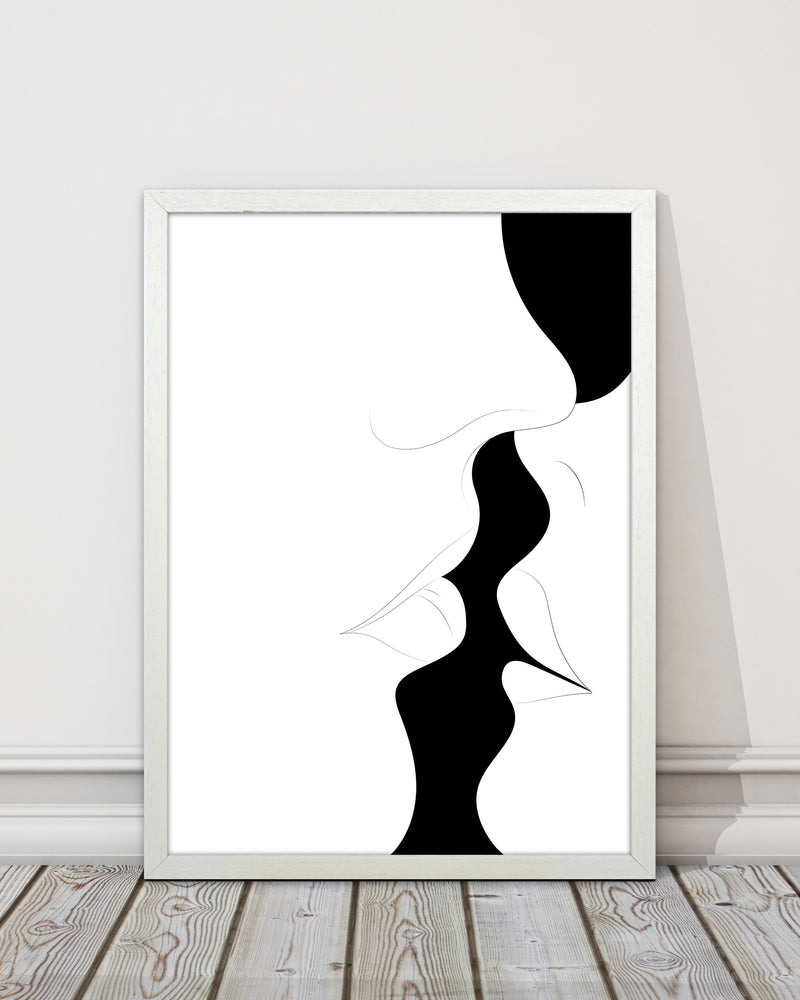 Just a little kiss white Abstract Art Print by Nordic Creators