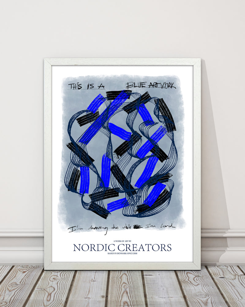 This is a blue artwork Abstract Art Print by Nordic Creators