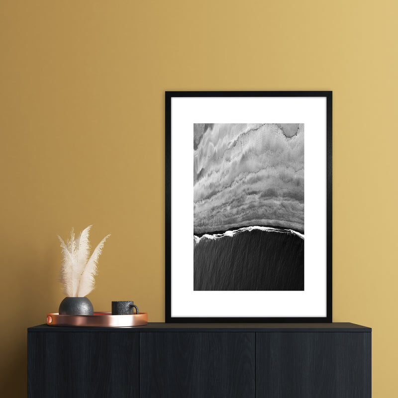 Black Ocean Abstract Art Print by Nordic Creators A1 White Frame
