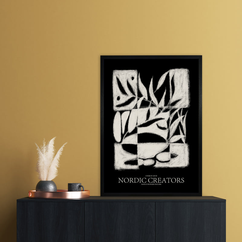 Black pattern Abstract Art Print by Nordic Creators A1 White Frame