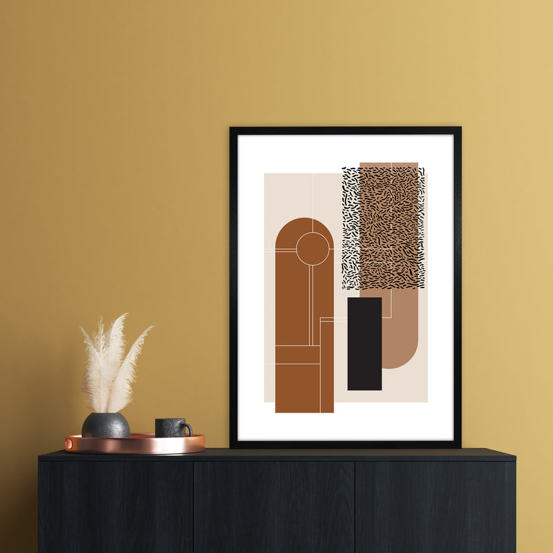 Brown & Beige Abstract Art Print by Nordic Creators A1 White Frame