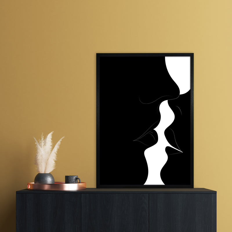 Just a little kiss black Abstract Art Print by Nordic Creators A1 White Frame