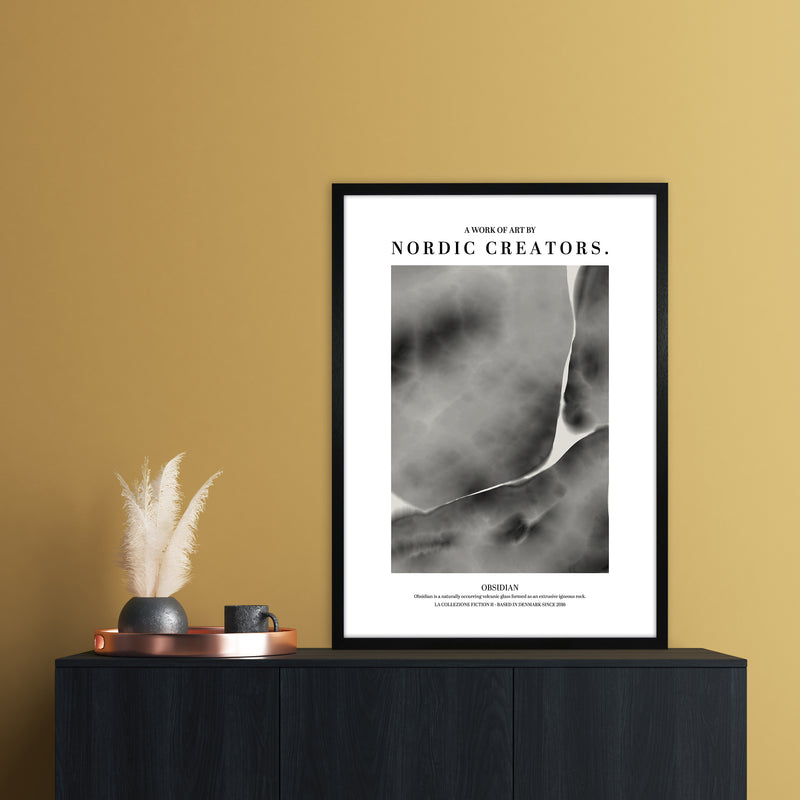 Obsidian Abstract Art Print by Nordic Creators A1 White Frame
