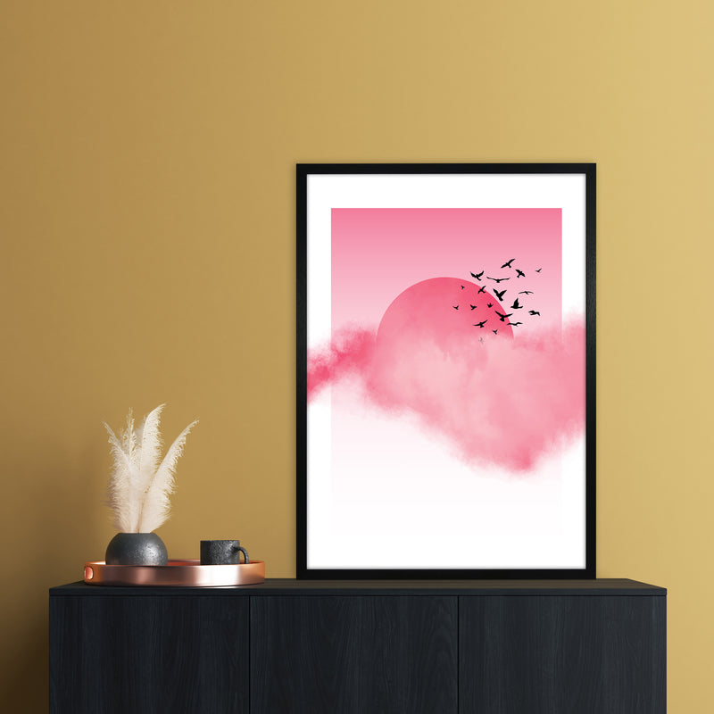 Pink Sunshine Abstract Art Print by Nordic Creators A1 White Frame