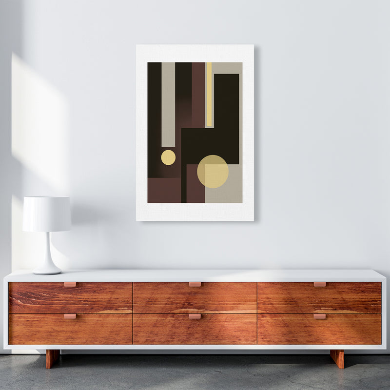 Grey Brown & Yellow Abstract Art Print by Nordic Creators A1 Canvas
