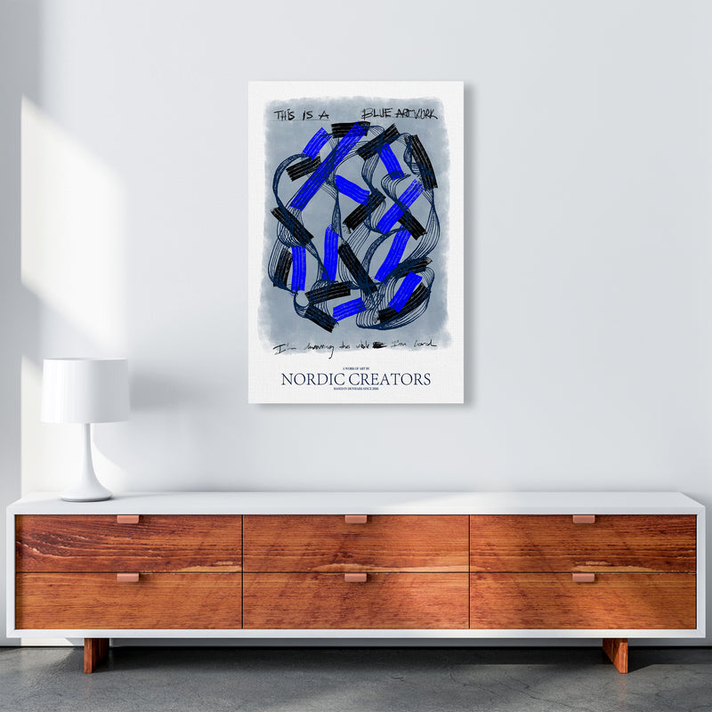 This is a blue artwork Abstract Art Print by Nordic Creators A1 Canvas