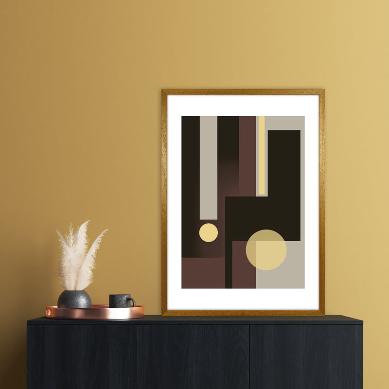 Grey Brown & Yellow Abstract Art Print by Nordic Creators A1 Print Only