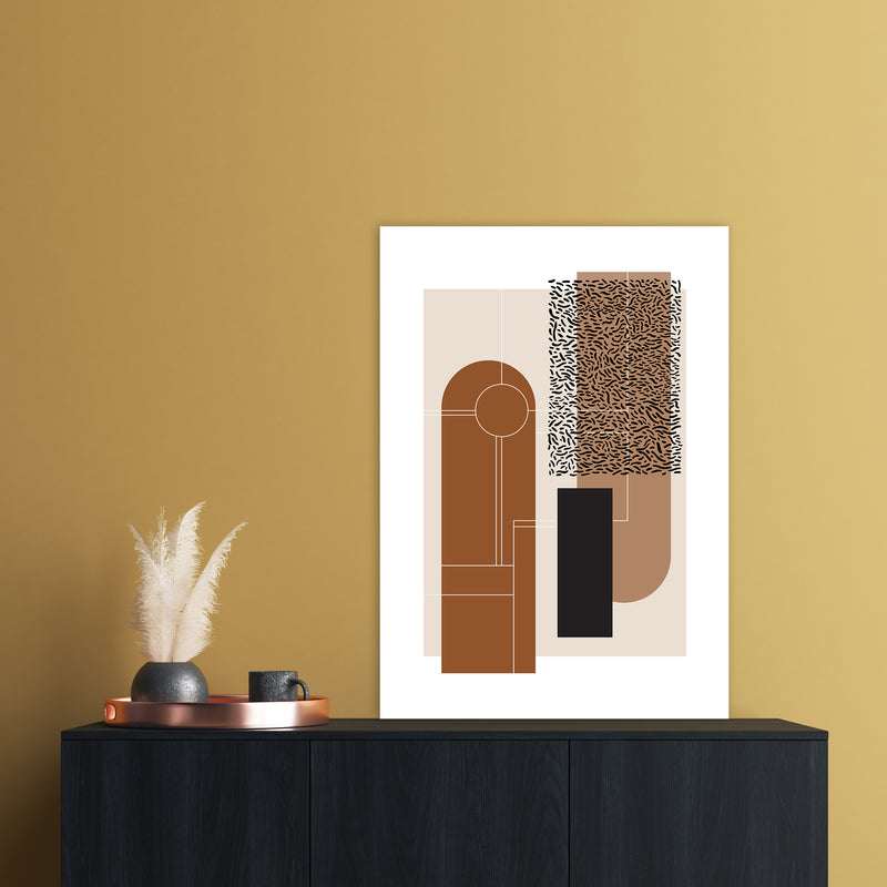 Brown & Beige Abstract Art Print by Nordic Creators A1 Black Frame