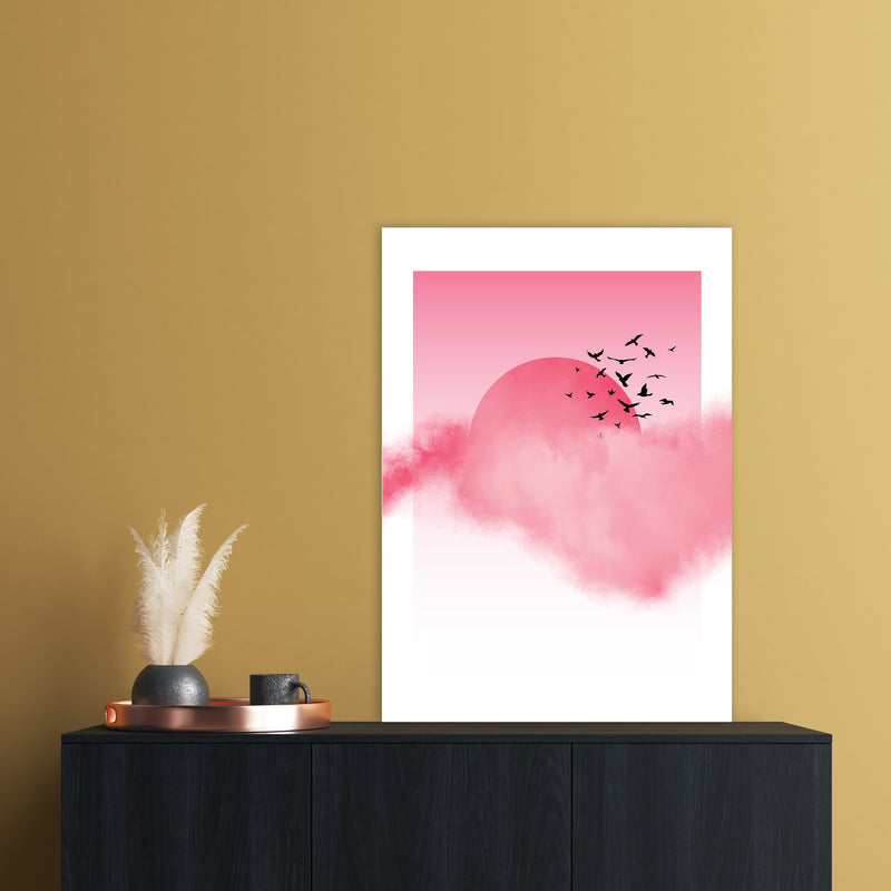Pink Sunshine Abstract Art Print by Nordic Creators A1 Black Frame