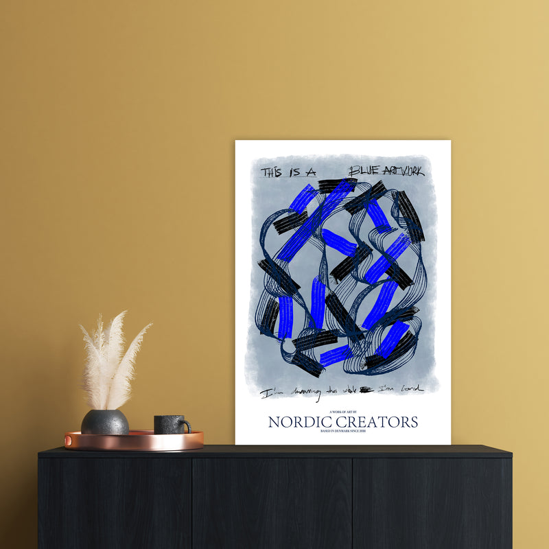 This is a blue artwork Abstract Art Print by Nordic Creators A1 Black Frame