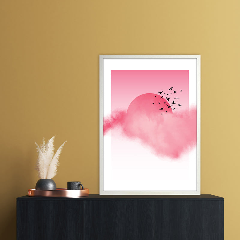 Pink Sunshine Abstract Art Print by Nordic Creators A1 Oak Frame