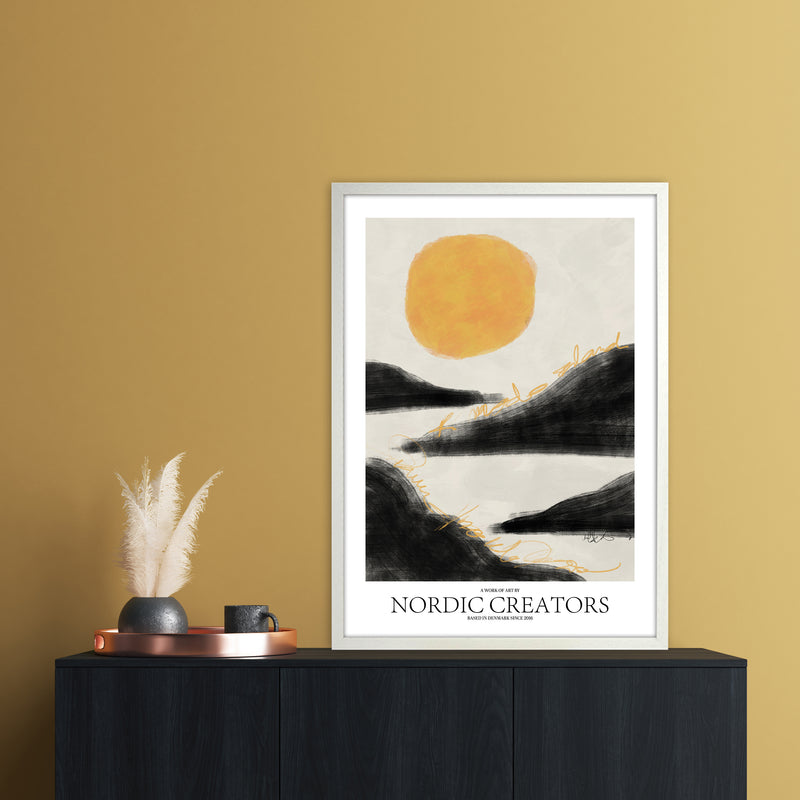 Sunrise Abstract Art Print by Nordic Creators A1 Oak Frame