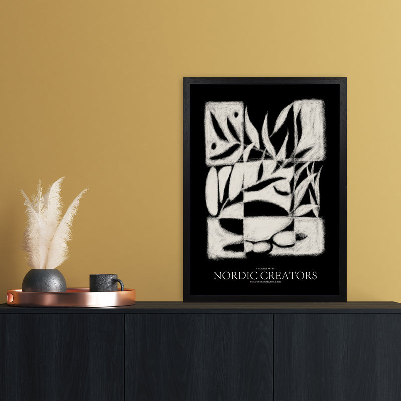 Black pattern Abstract Art Print by Nordic Creators A2 White Frame
