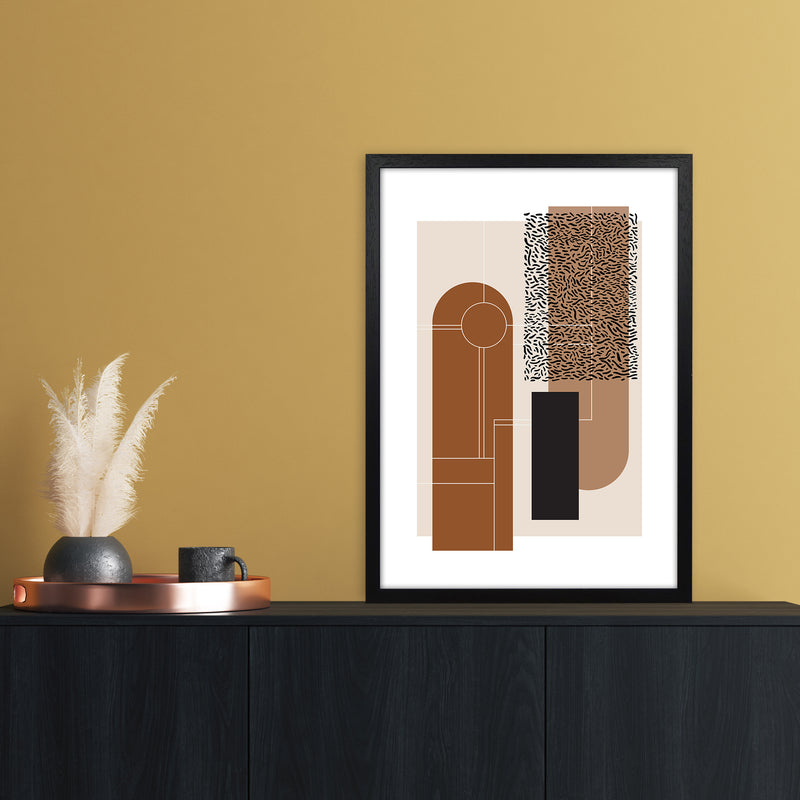 Brown & Beige Abstract Art Print by Nordic Creators A2 White Frame