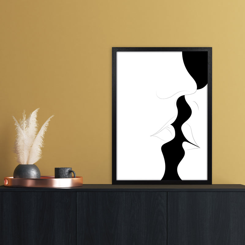 Just a little kiss white Abstract Art Print by Nordic Creators A2 White Frame