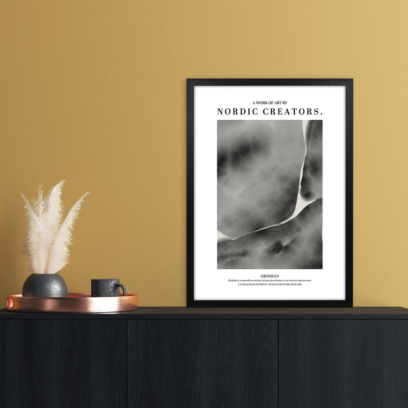 Obsidian Abstract Art Print by Nordic Creators A2 White Frame